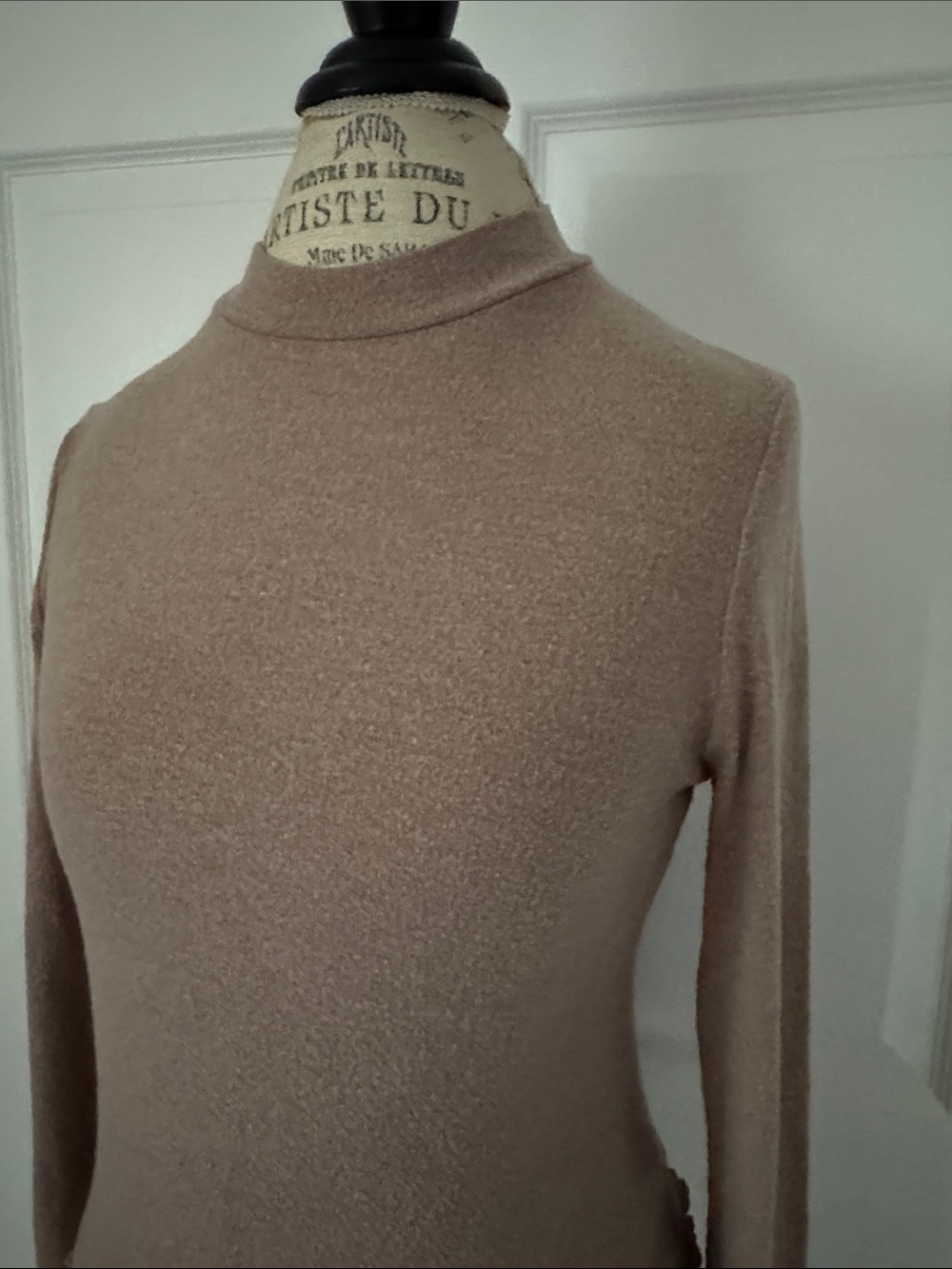 Women's Mock Neck Cropped Sweater in Taupe